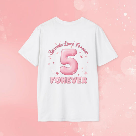 Memorial Tribute T-Shirt — "Someone I Love Lives in Heaven" Pink Angel & "Sparkle Lives Forever 5" Design