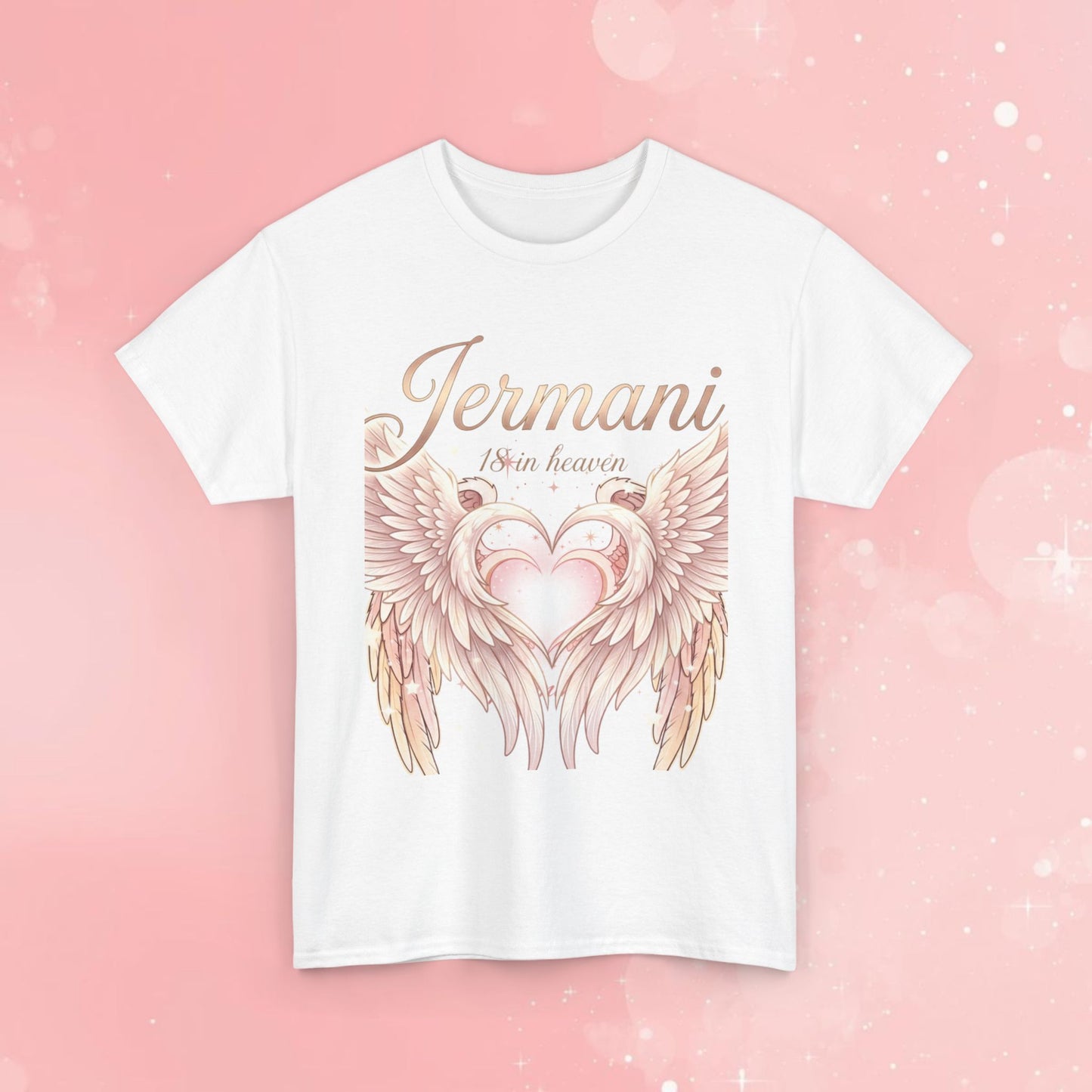 Angel Wings Heart T-Shirt — Pink Glitter Winged Heart Graphic Tee