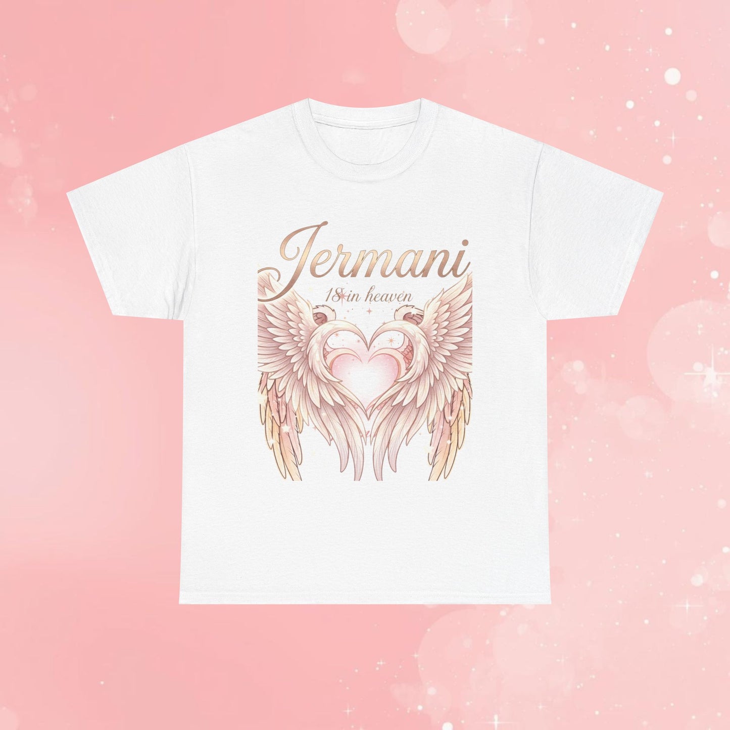 Angel Wings Heart T-Shirt — Pink Glitter Winged Heart Graphic Tee