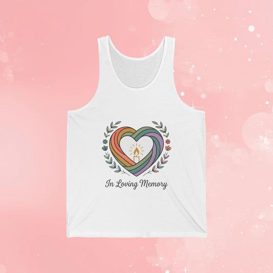 In Loving Memory Rainbow Heart Tank Top – Memorial Candle Tribute