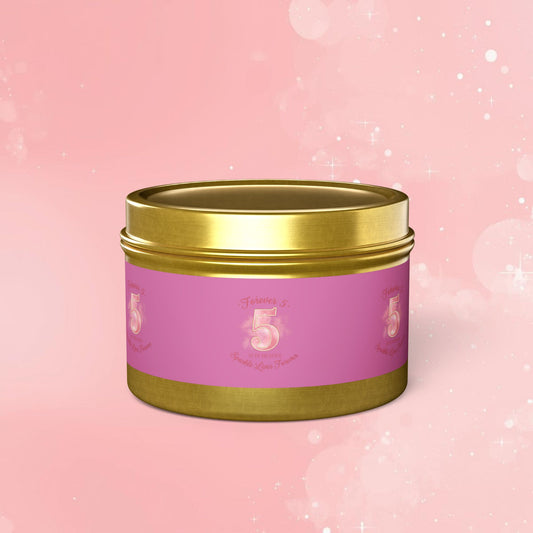 Tin Candle — Pink Luxury Scented Tin (Number 5 Label)